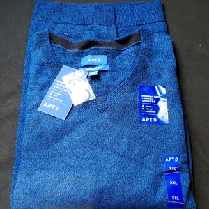 NWT Mens Merino Wool V-Neck Sweatshirt Gorgeous Blue